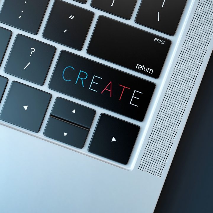 Keyboard with the word create on one of the keys